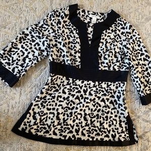 White House Black Market Top 3/4 Sleeve Sz 12 Zipper On The Side %100 Silk